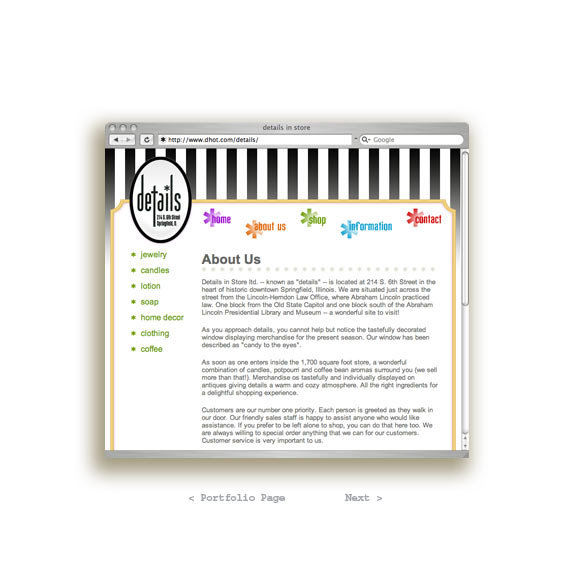 DHOT Website - Details In Store